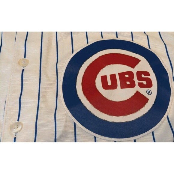 Majestic Chicago Cubs CoolBase Pinstripe Jersey XL w/2016 Postseason Patch Rare - Picture 5 of 13